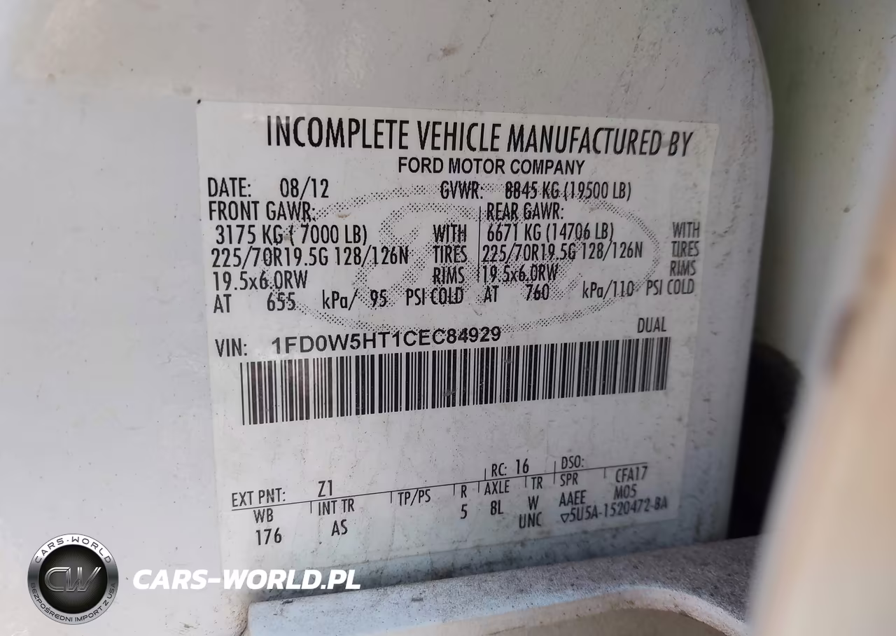 2012 Ford F-550 Chassis Xl VIN:1FD0W5HT1CEC84929 - 8
