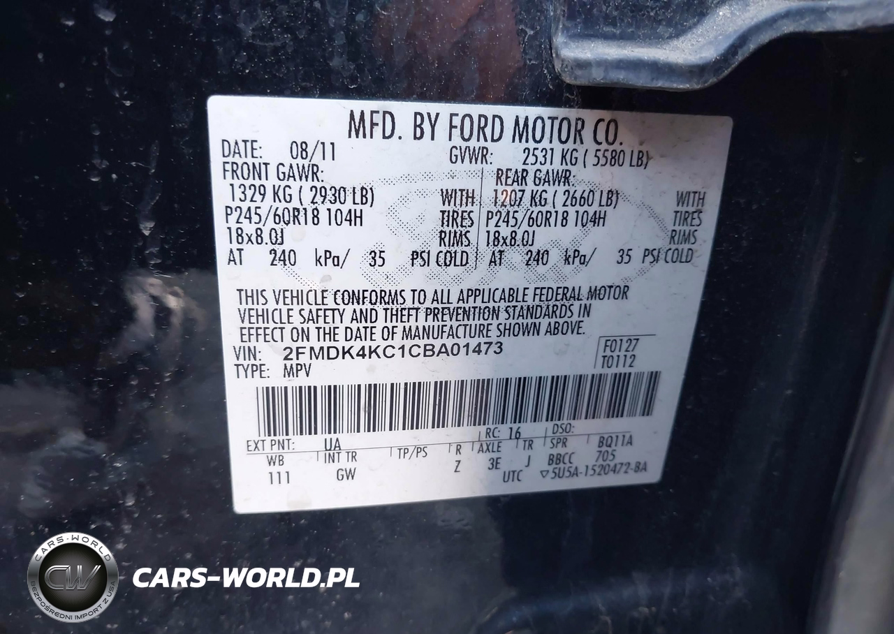 2012 Ford Edge Limited VIN:2FMDK4KC1CBA01473 - 9