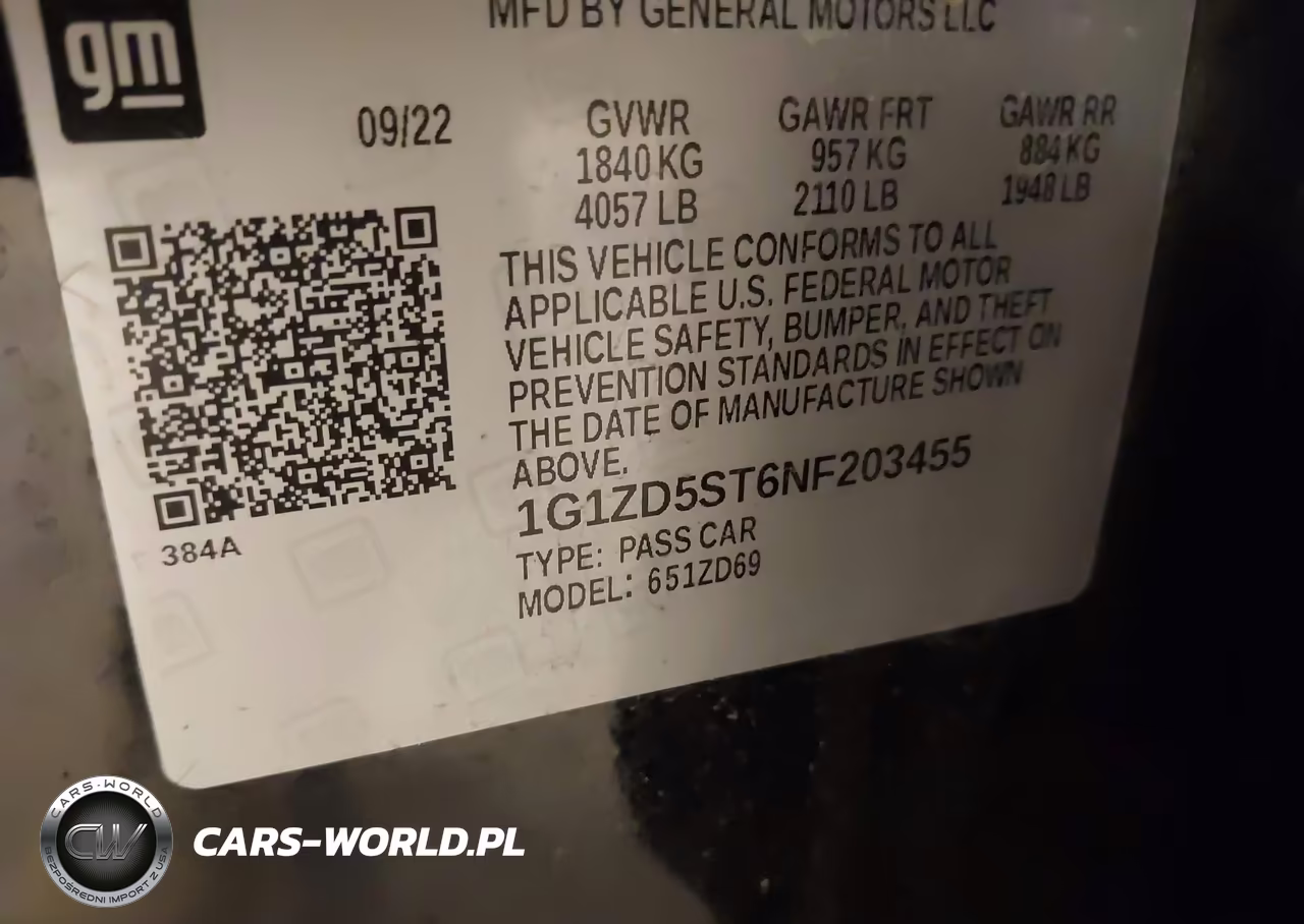2022 Chevrolet Malibu Fwd Lt VIN:1G1ZD5ST6NF203455 - 9