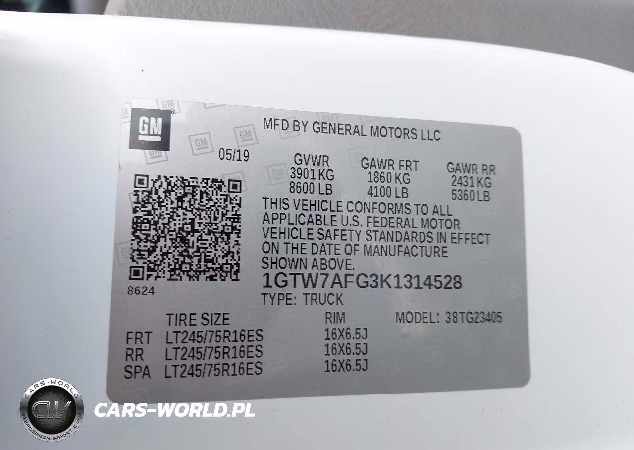 2019 GMC Savana 2500 Work Van VIN:1GTW7AFG3K1314528 - 9