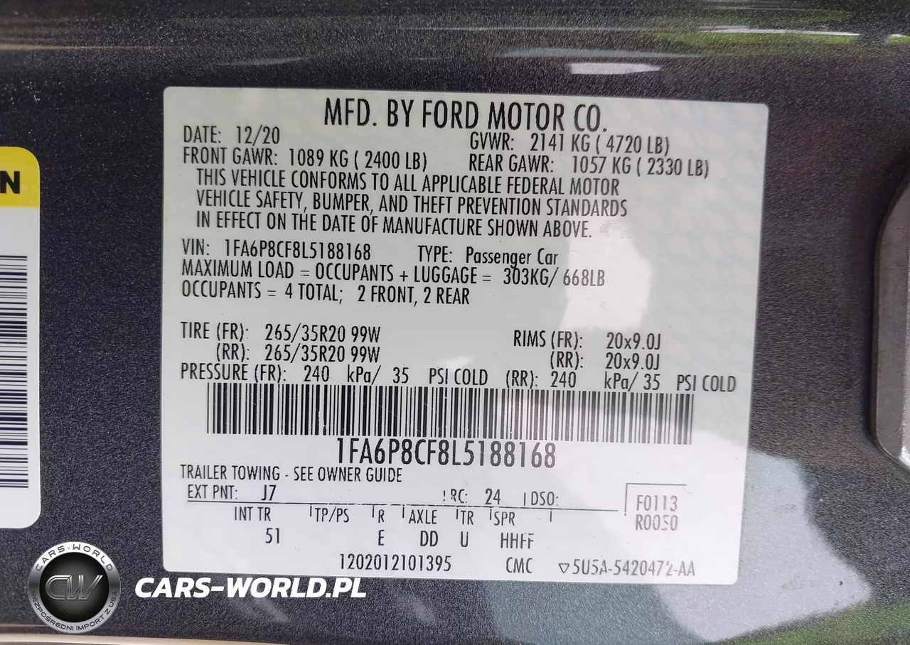 2020 Ford Mustang Gt Premium Fastback VIN:1FA6P8CF8L5188168 - 9