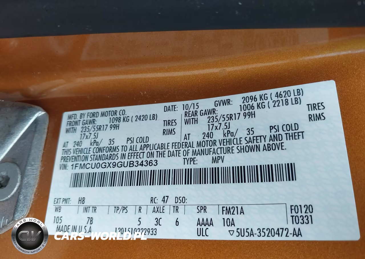 2016 Ford Escape Se VIN:1FMCU0GX9GUB34363 - 9