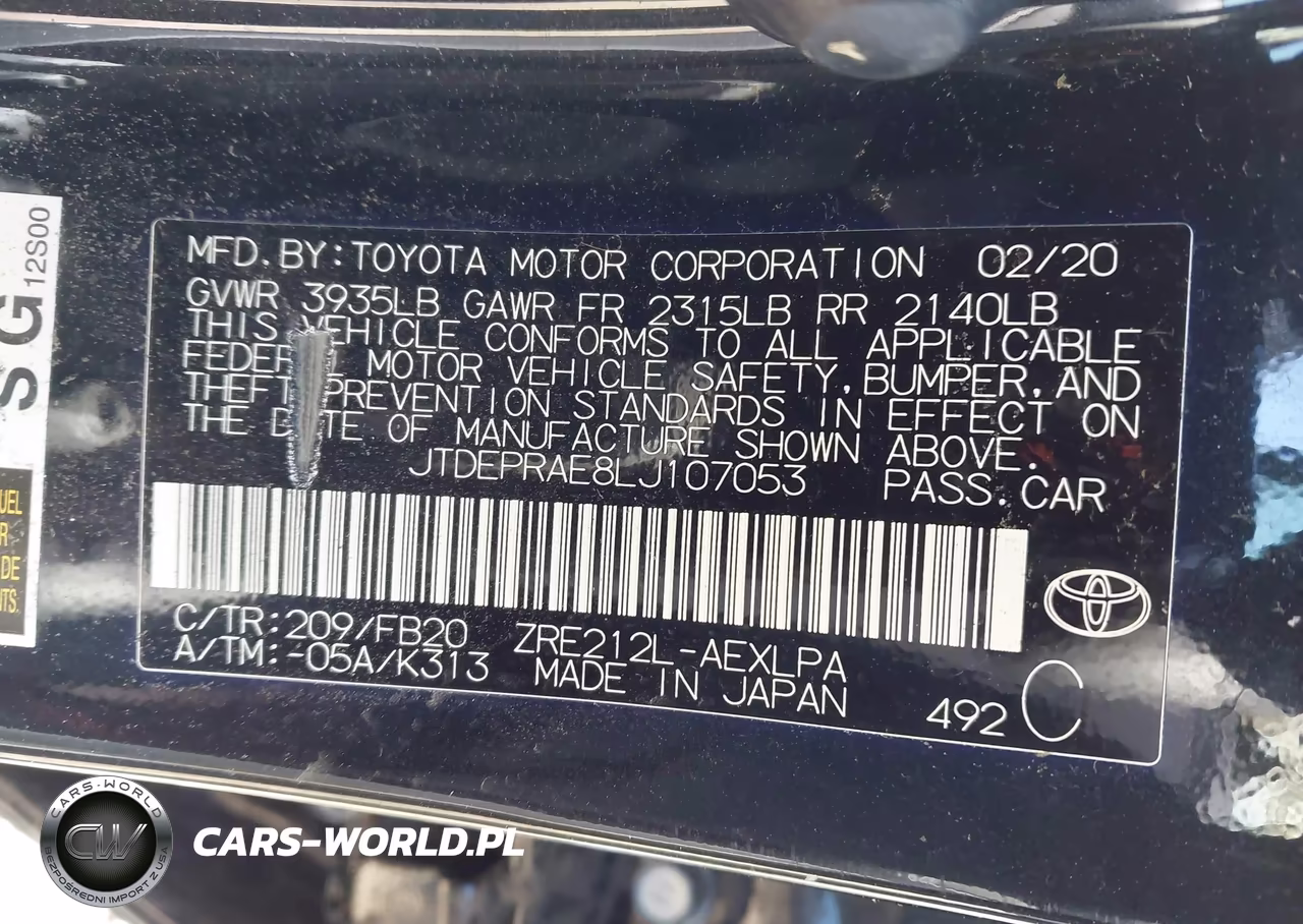 2020 Toyota Corolla Le VIN:JTDEPRAE8LJ107053 - 9