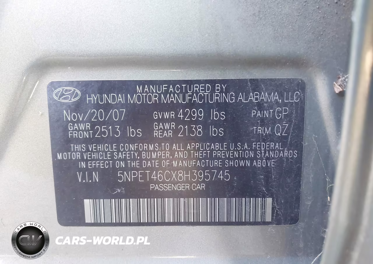 2008 Hyundai Sonata Gls VIN:5NPET46CX8H395745 - 9
