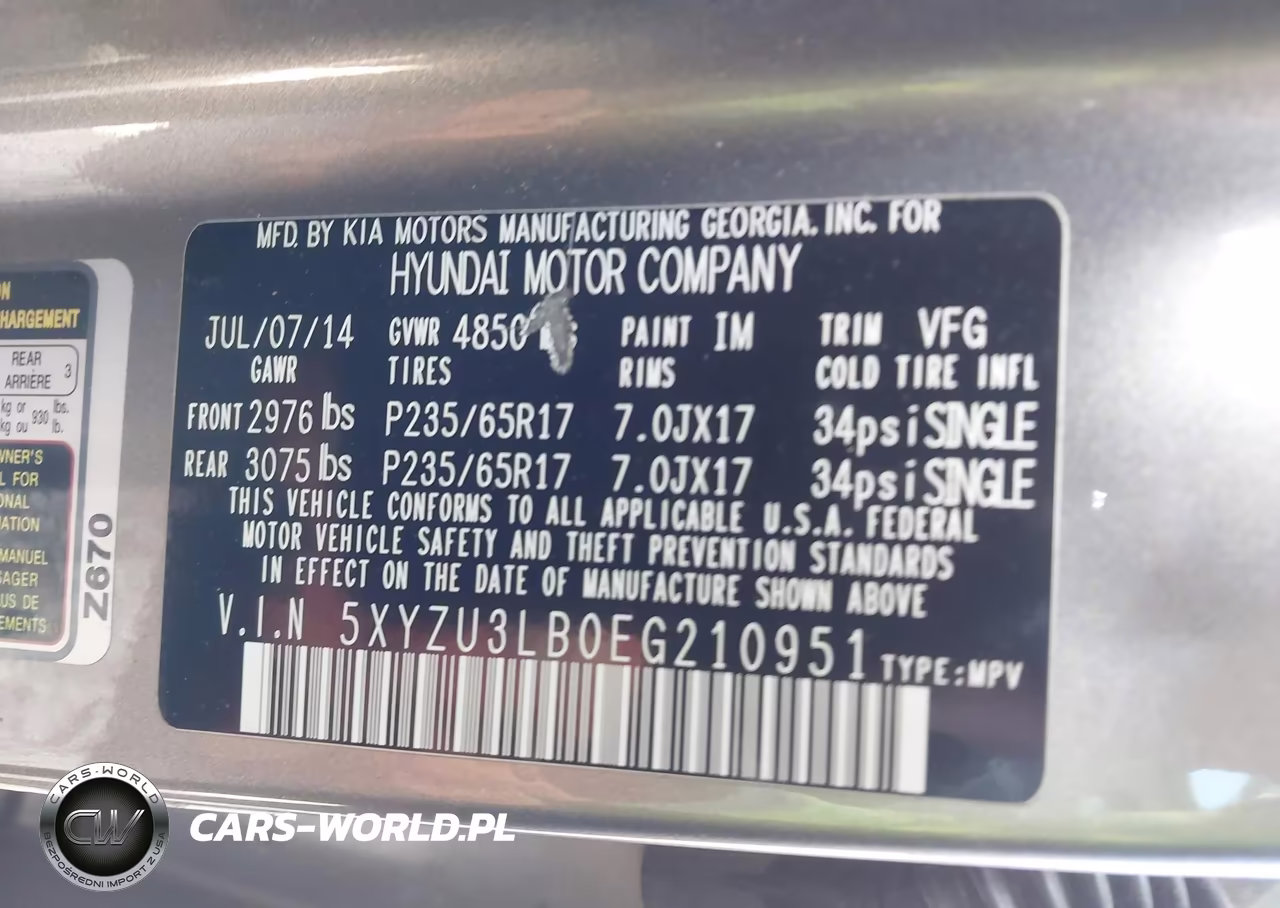 2014 Hyundai Santa Fe Sport 2.4L VIN:5XYZU3LB0EG210951 - 9