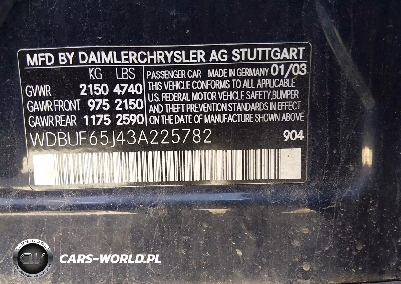 2003 Mercedes-Benz E 320 VIN:WDBUF65J43A225782 - 9