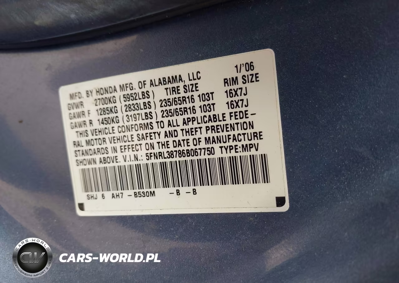 2006 Honda Odyssey Ex-L VIN:5FNRL38786B067750 - 9