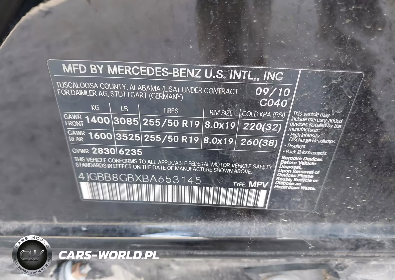 2011 Mercedes-Benz Ml 350 4Matic VIN:4JGBB8GBXBA653145 - 9
