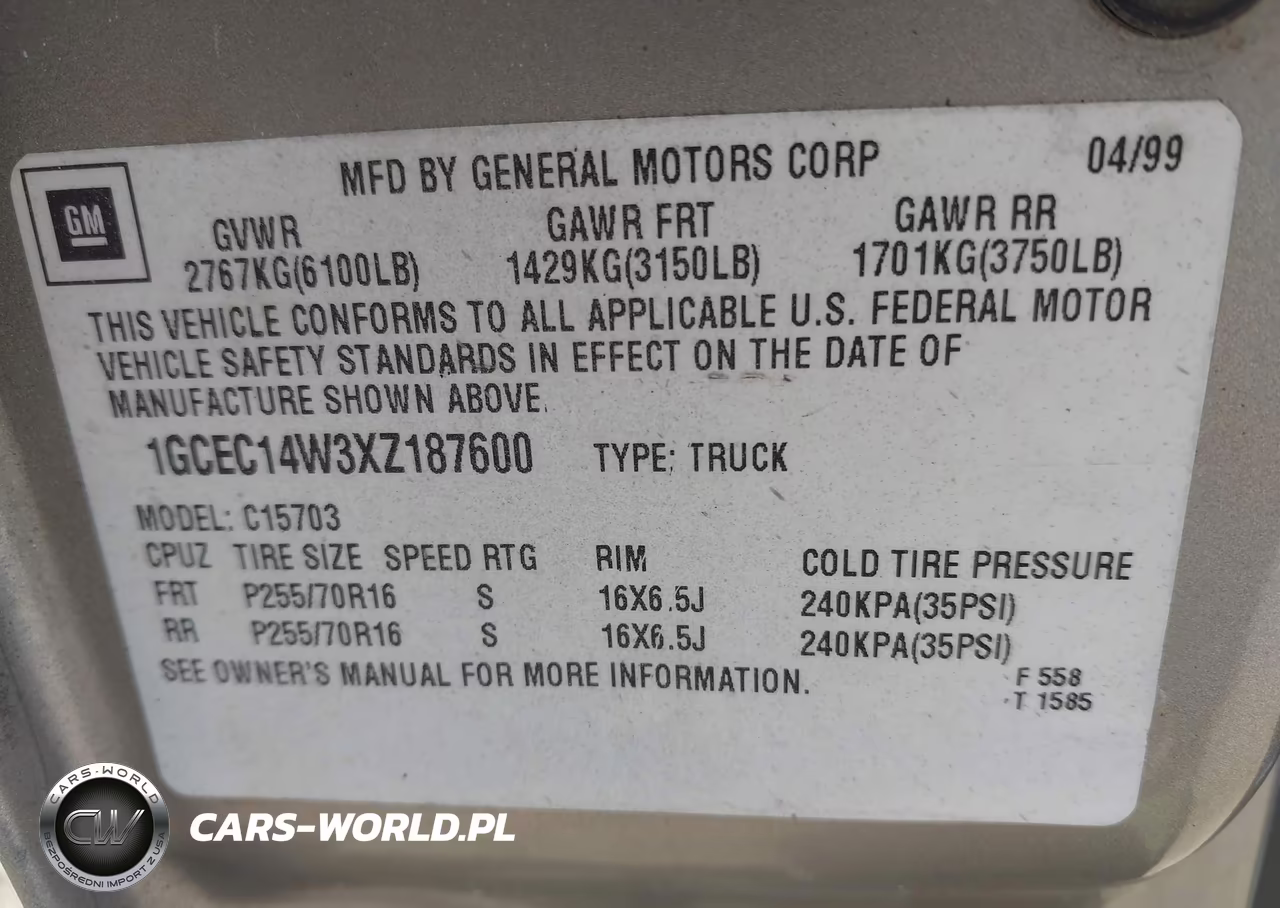 1999 Chevrolet Silverado 1500 VIN:1GCEC14W3XZ187600 - 9