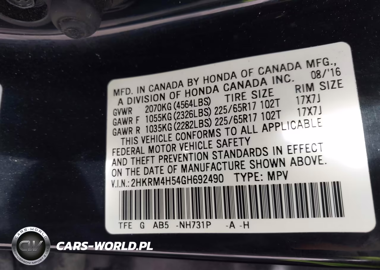 2016 Honda Cr-V Ex VIN:2HKRM4H54GH692490 - 9