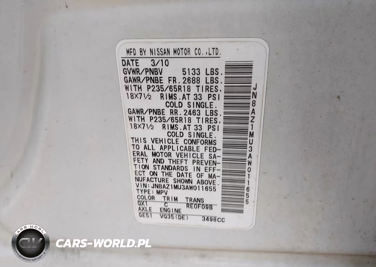 2010 Nissan Murano Sl VIN:JN8AZ1MU3AW011655 - 9