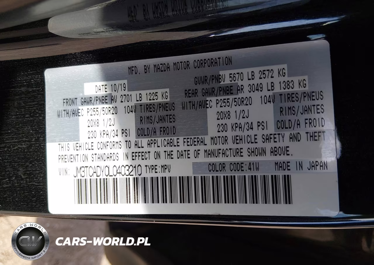2020 Mazda Cx-9 Grand Touring VIN:JM3TCADY0L0403210 - 9