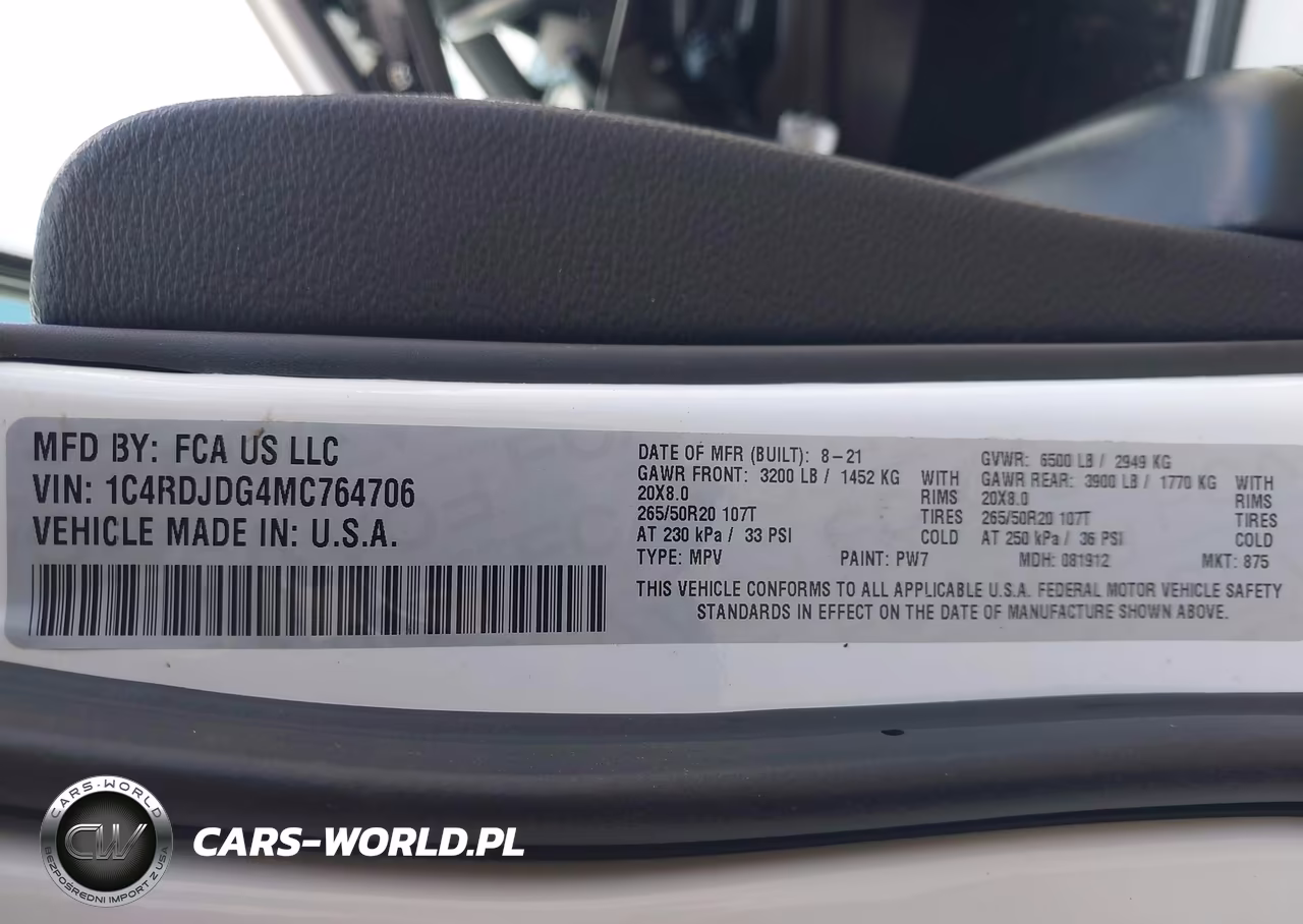 2021 Dodge Durango Gt Plus Awd VIN:1C4RDJDG4MC764706 - 9