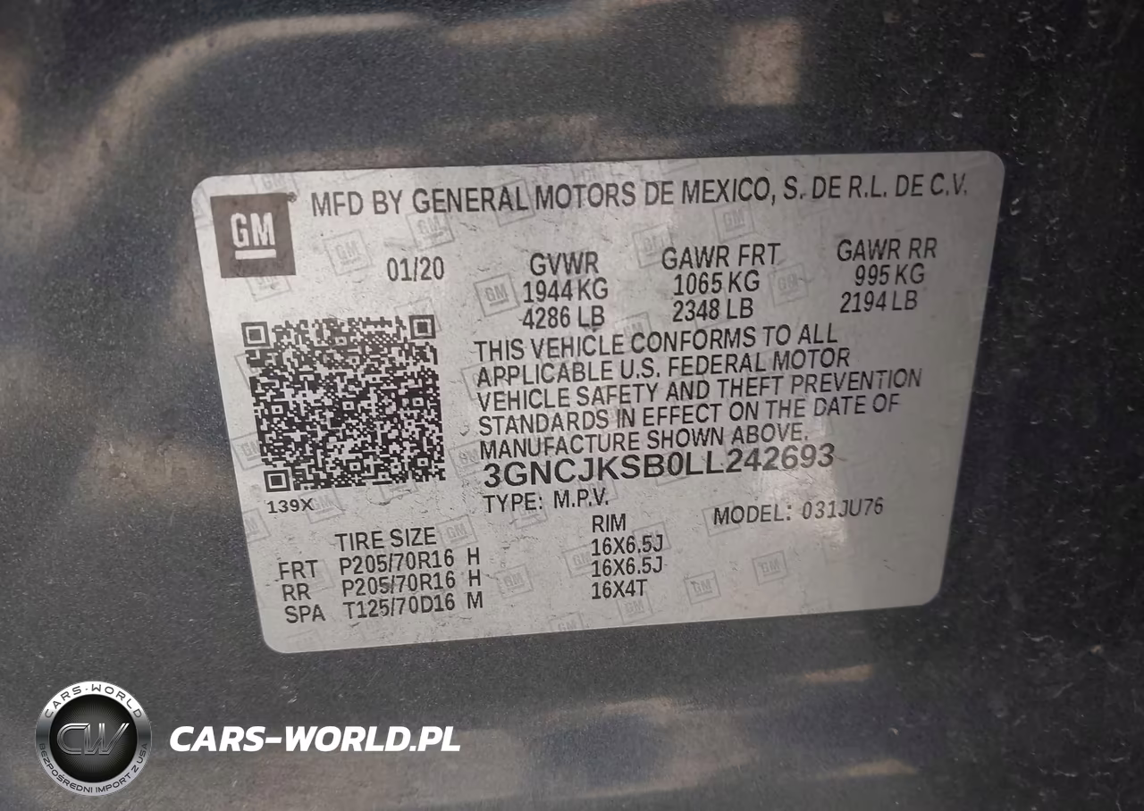 2020 Chevrolet Trax Fwd Ls VIN:3GNCJKSB0LL242693 - 9