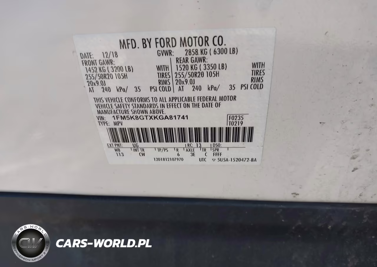 2019 Ford Explorer Sport VIN:1FM5K8GTXKGA81741 - 9