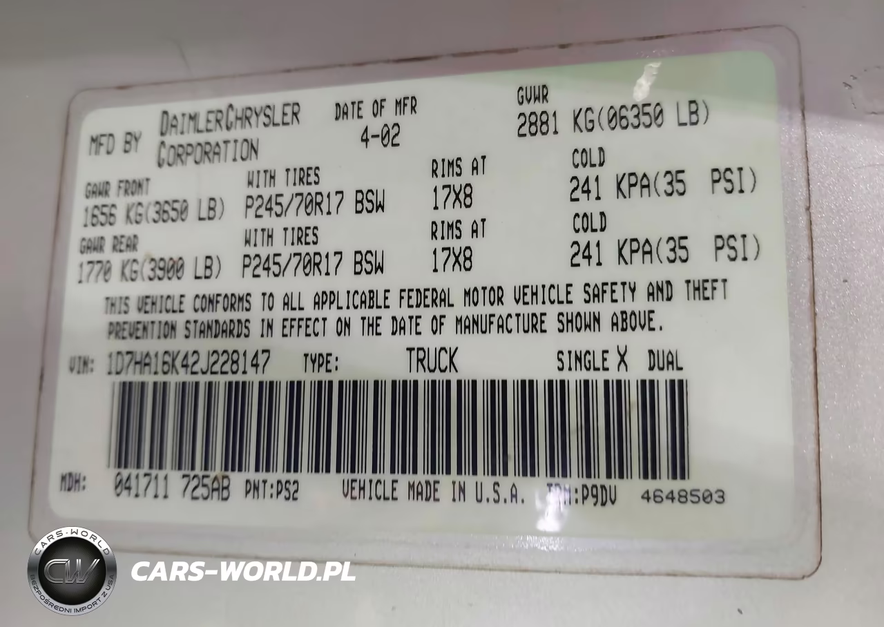 2002 Dodge Ram 1500 St VIN:1D7HA16K42J228147 - 9