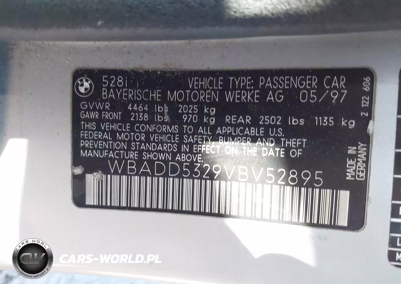 1997 BMW 528I VIN:WBADD5329VBV52895 - 9