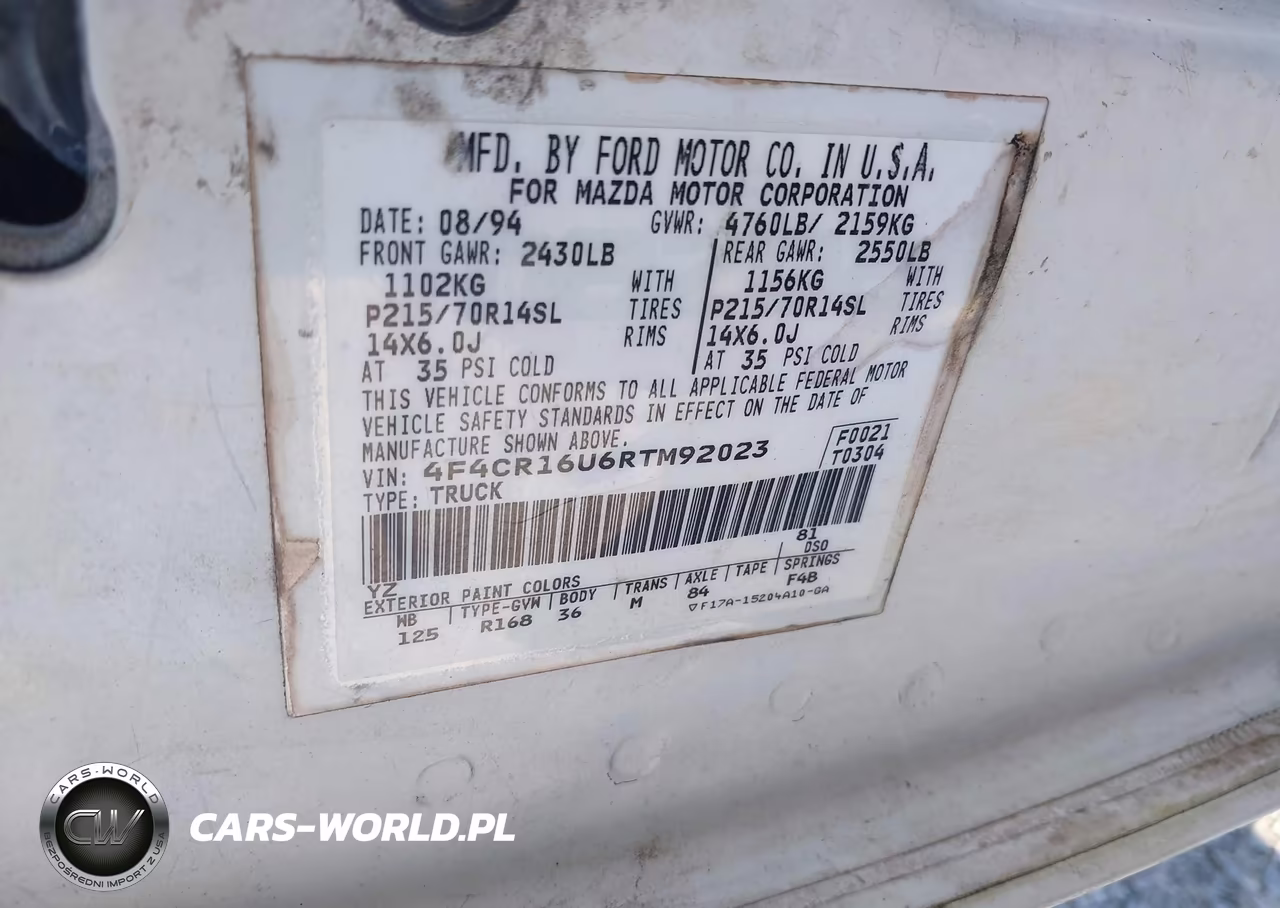 1994 Mazda B3000 Cab Plus VIN:4F4CR16U6RTM92023 - 9