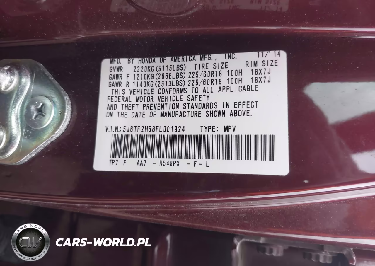 2015 Honda Crosstour Ex-L V6 VIN:5J6TF2H58FL001924 - 9