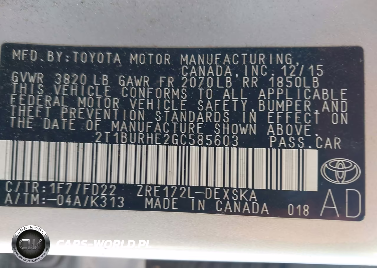 2016 Toyota Corolla S Plus VIN:2T1BURHE2GC585603 - 9