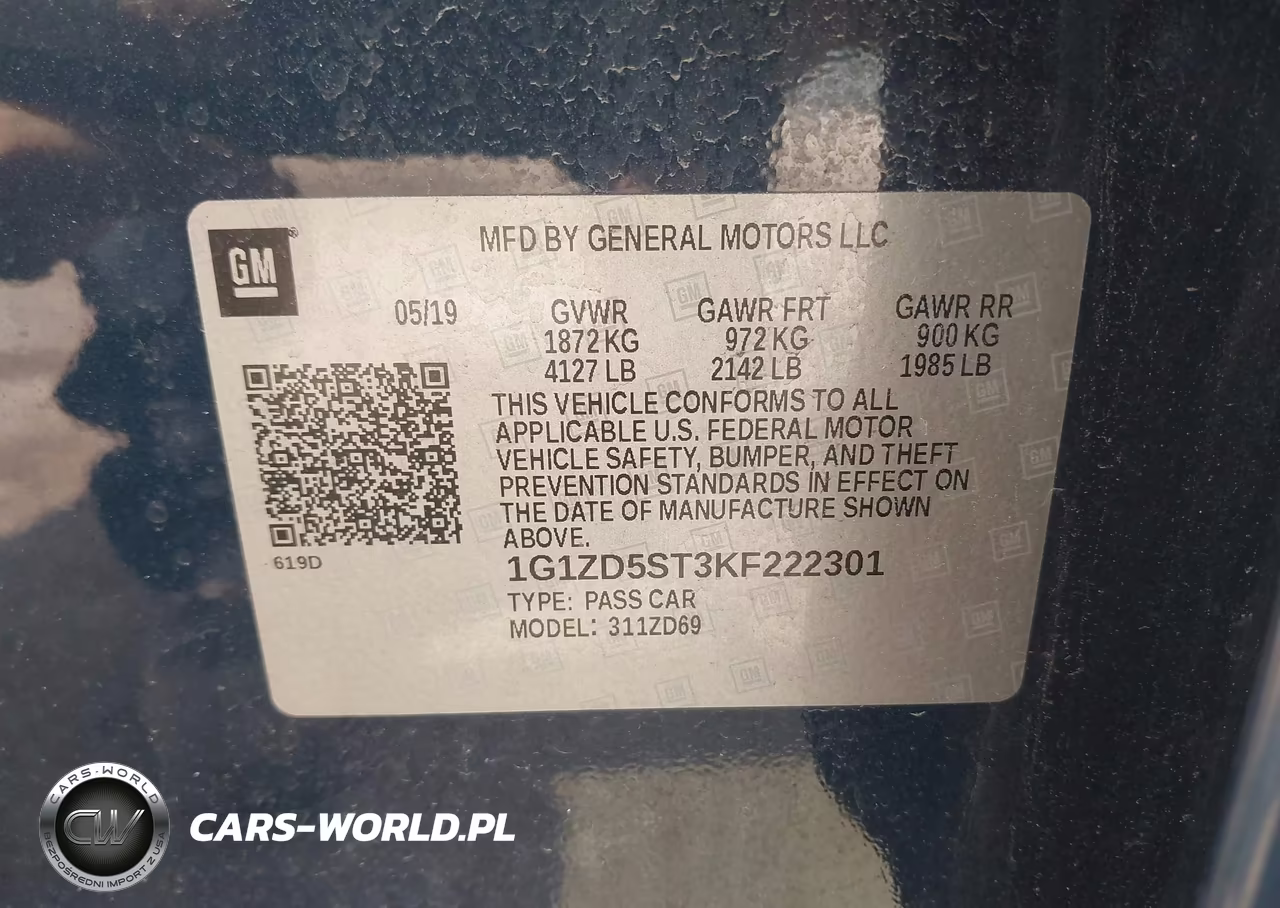 2019 Chevrolet Malibu Lt VIN:1G1ZD5ST3KF222301 - 9