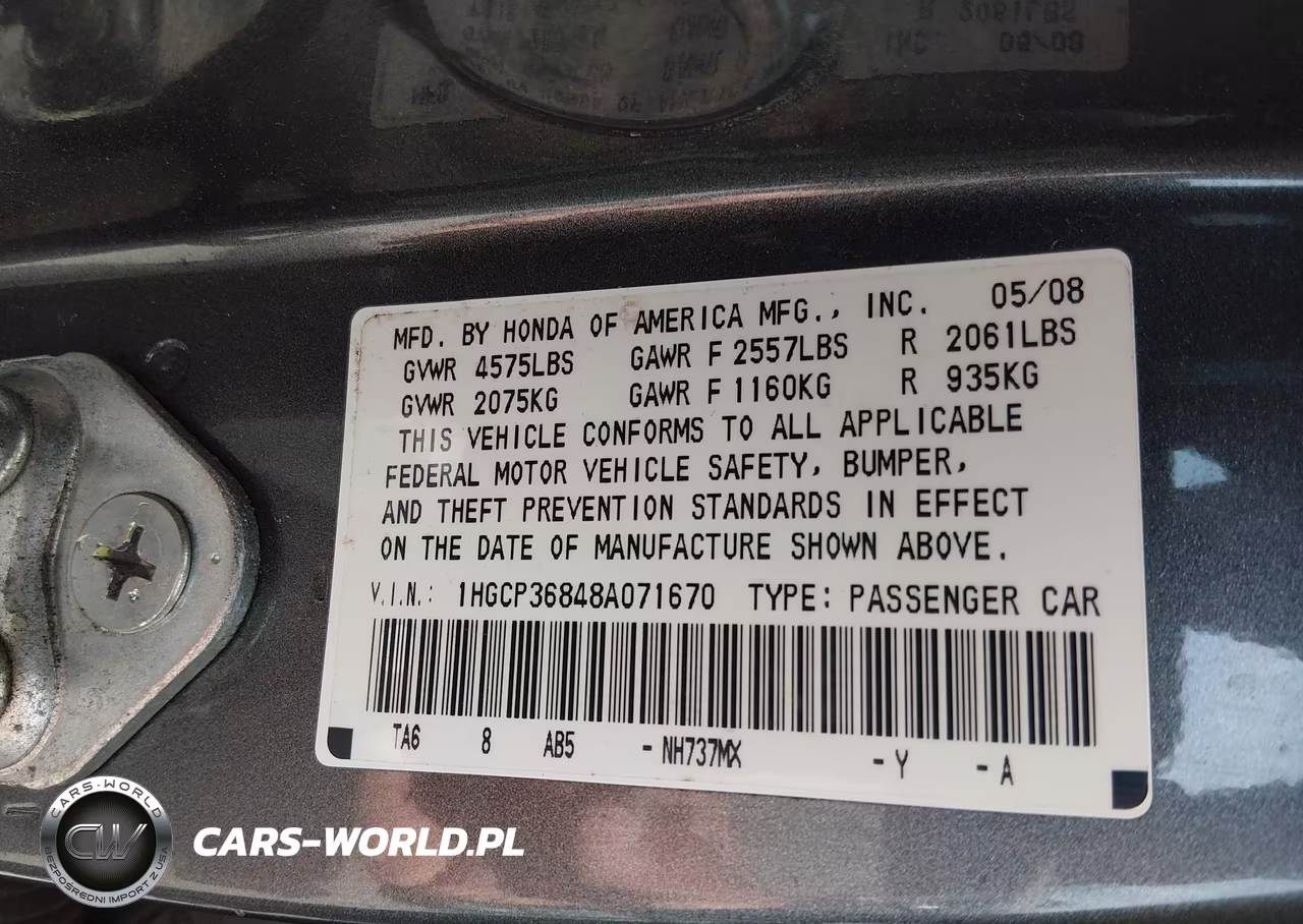 2008 Honda Accord 3.5 Ex-L VIN:1HGCP36848A071670 - 9