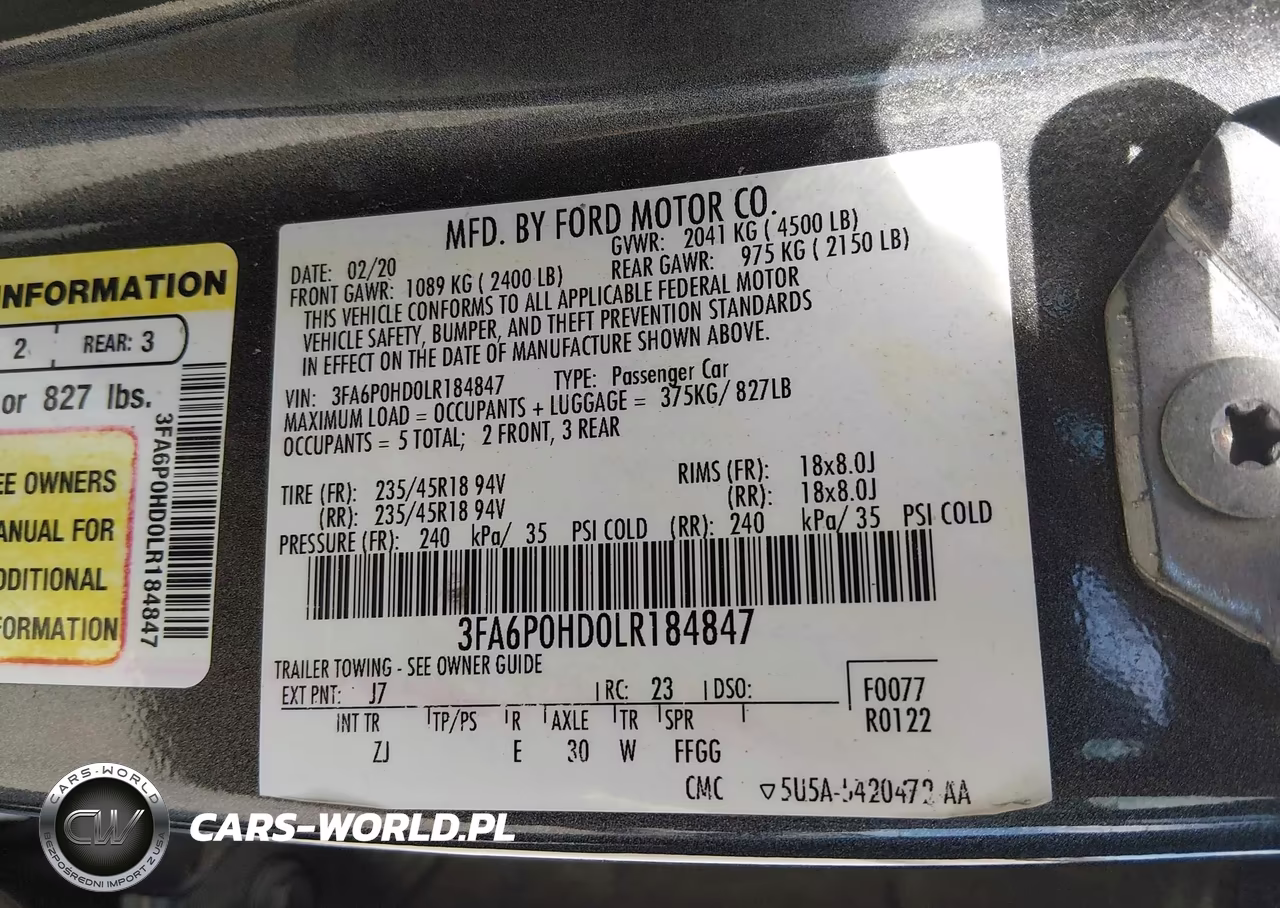2020 Ford Fusion Se VIN:3FA6P0HD0LR184847 - 9