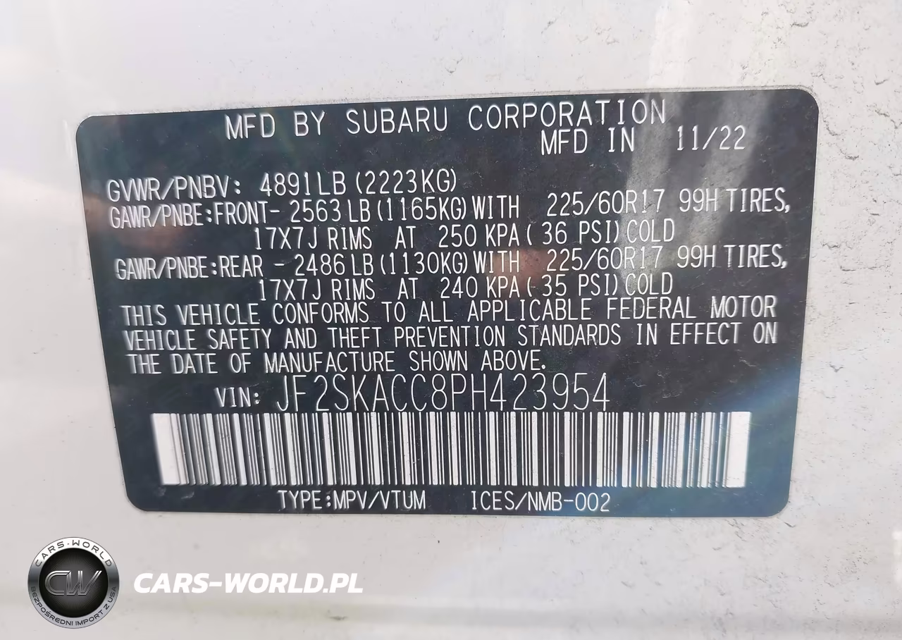2023 Subaru Forester VIN:JF2SKACC8PH423954 - 9