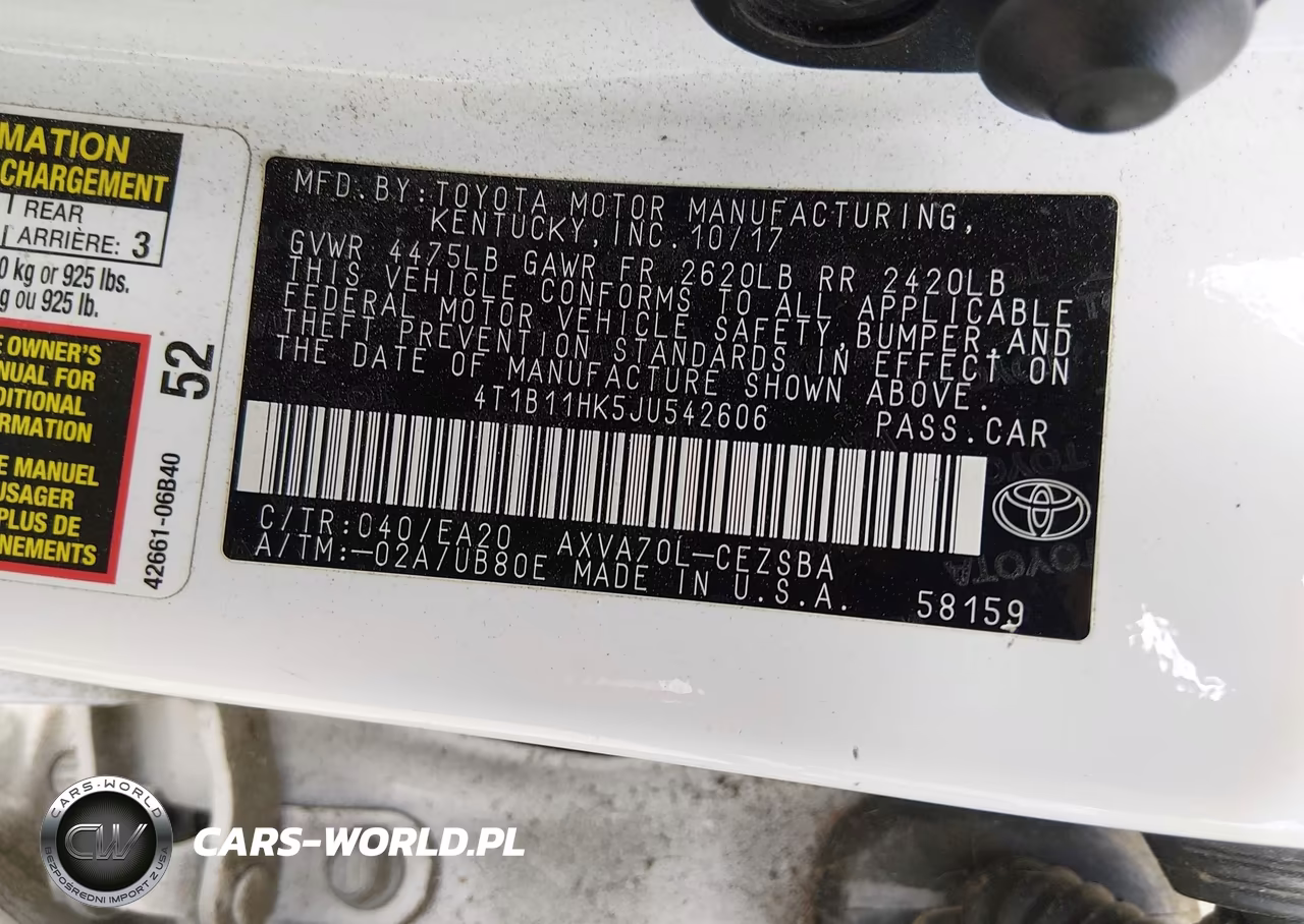 2018 Toyota Camry Se VIN:4T1B11HK5JU542606 - 9