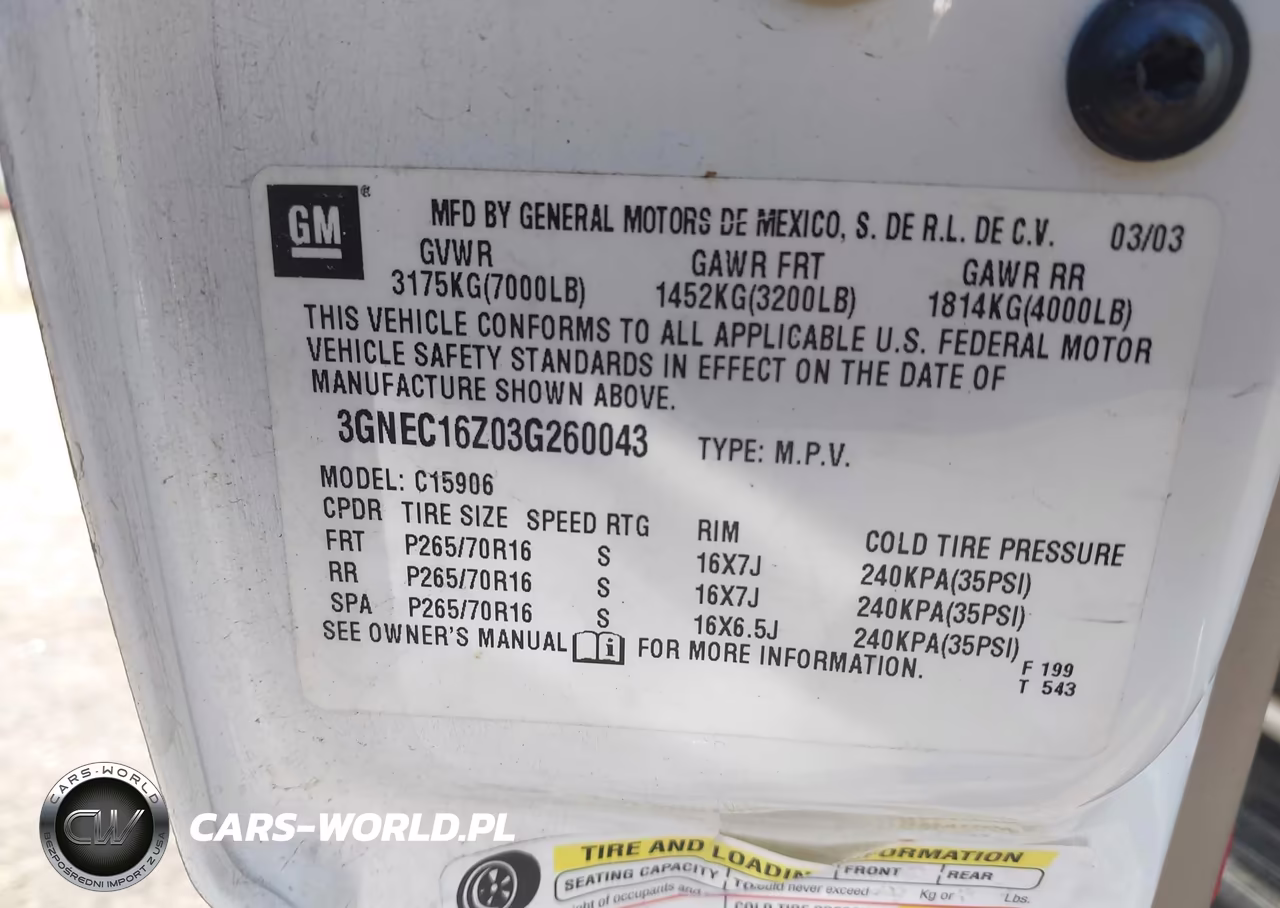 2003 Chevrolet Suburban 1500 Ls VIN:3GNEC16Z03G260043 - 9