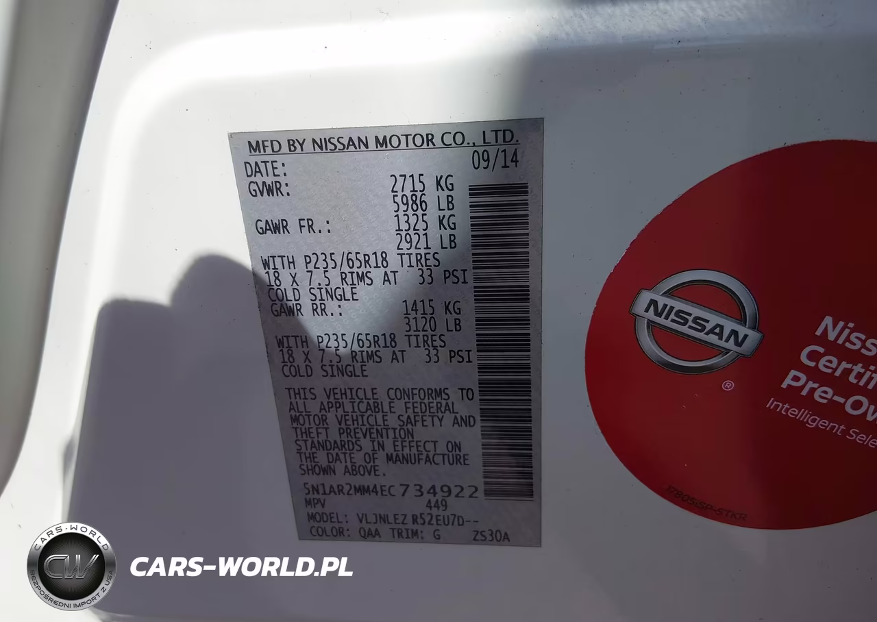 2014 Nissan Pathfinder Sv VIN:5N1AR2MM4EC734922 - 9