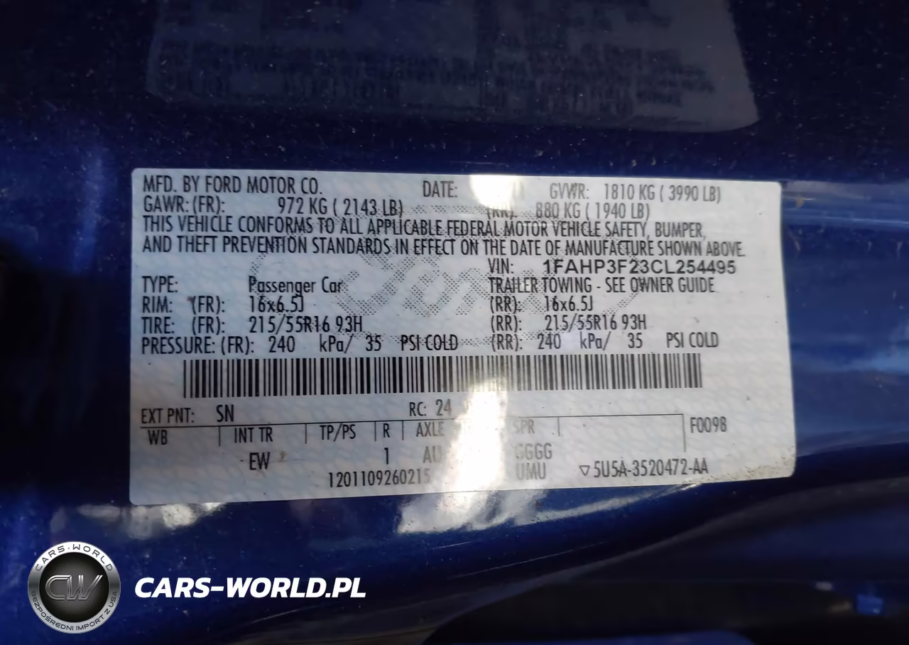 2012 Ford Focus Se VIN:1FAHP3F23CL254495 - 9