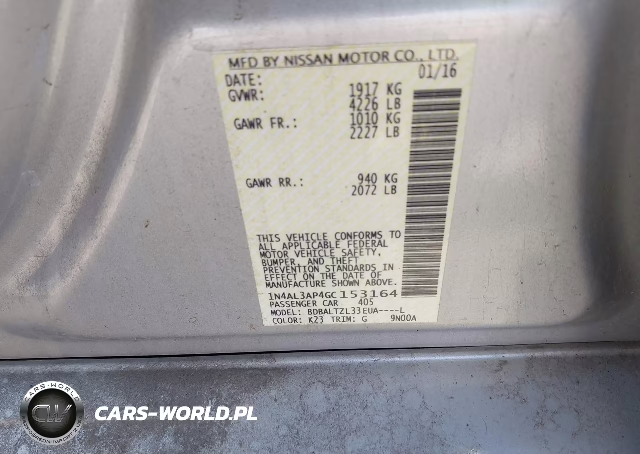 2016 Nissan Altima 2.5 Sl VIN:1N4AL3AP4GC153164 - 9