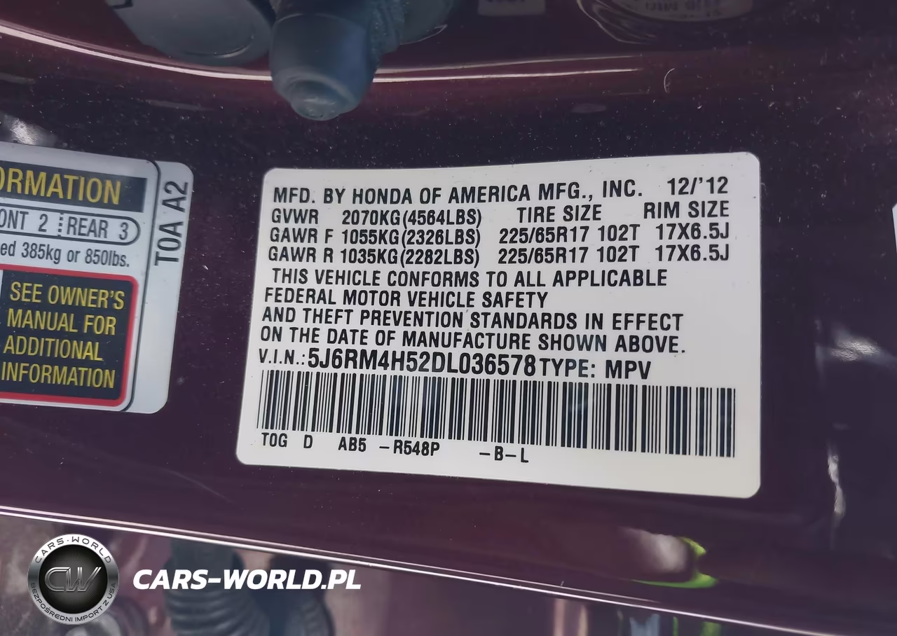 2013 Honda Cr-V Ex VIN:5J6RM4H52DL036578 - 9