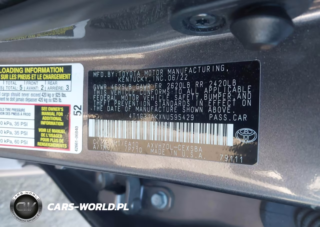 2022 Toyota Camry Se Hybrid VIN:4T1G31AKXNU595429 - 9