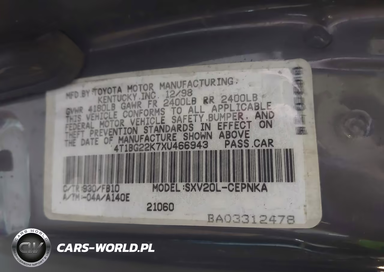 1999 Toyota Camry Le VIN:4T1BG22K7XU466943 - 9