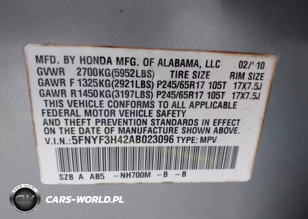 2010 Honda Pilot Ex VIN:5FNYF3H42AB023096 - 9