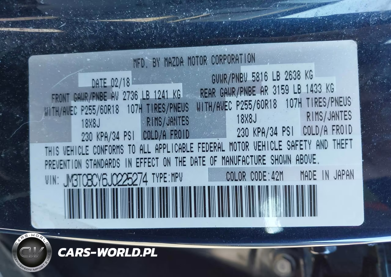 2018 Mazda Cx-9 Touring VIN:JM3TCBCY6J0225274 - 9