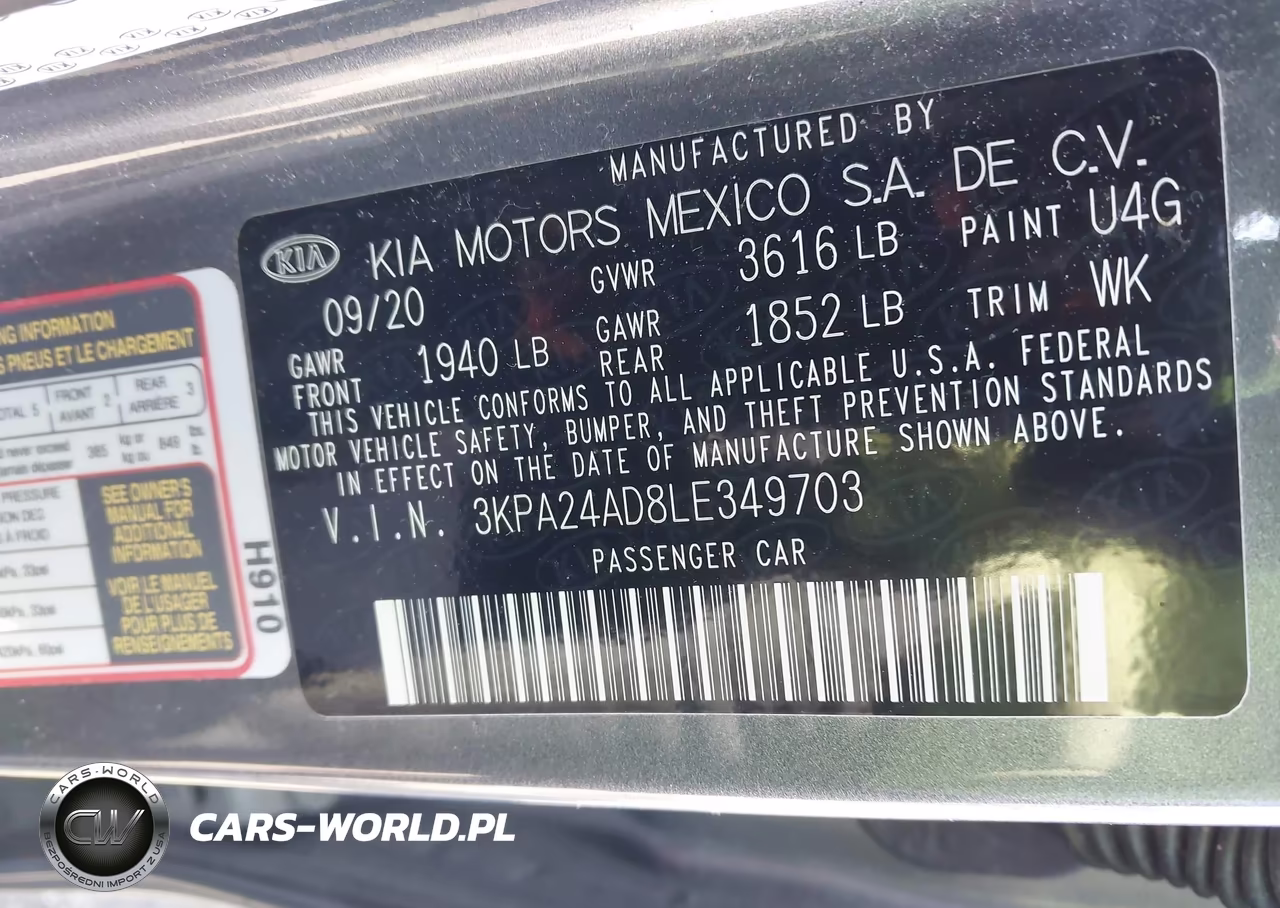 2020 Kia Rio S VIN:3KPA24AD8LE349703 - 9