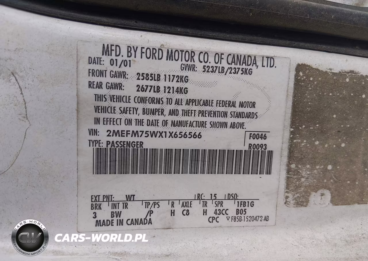 2001 Mercury Grand Marquis Ls VIN:2MEFM75WX1X656566 - 9