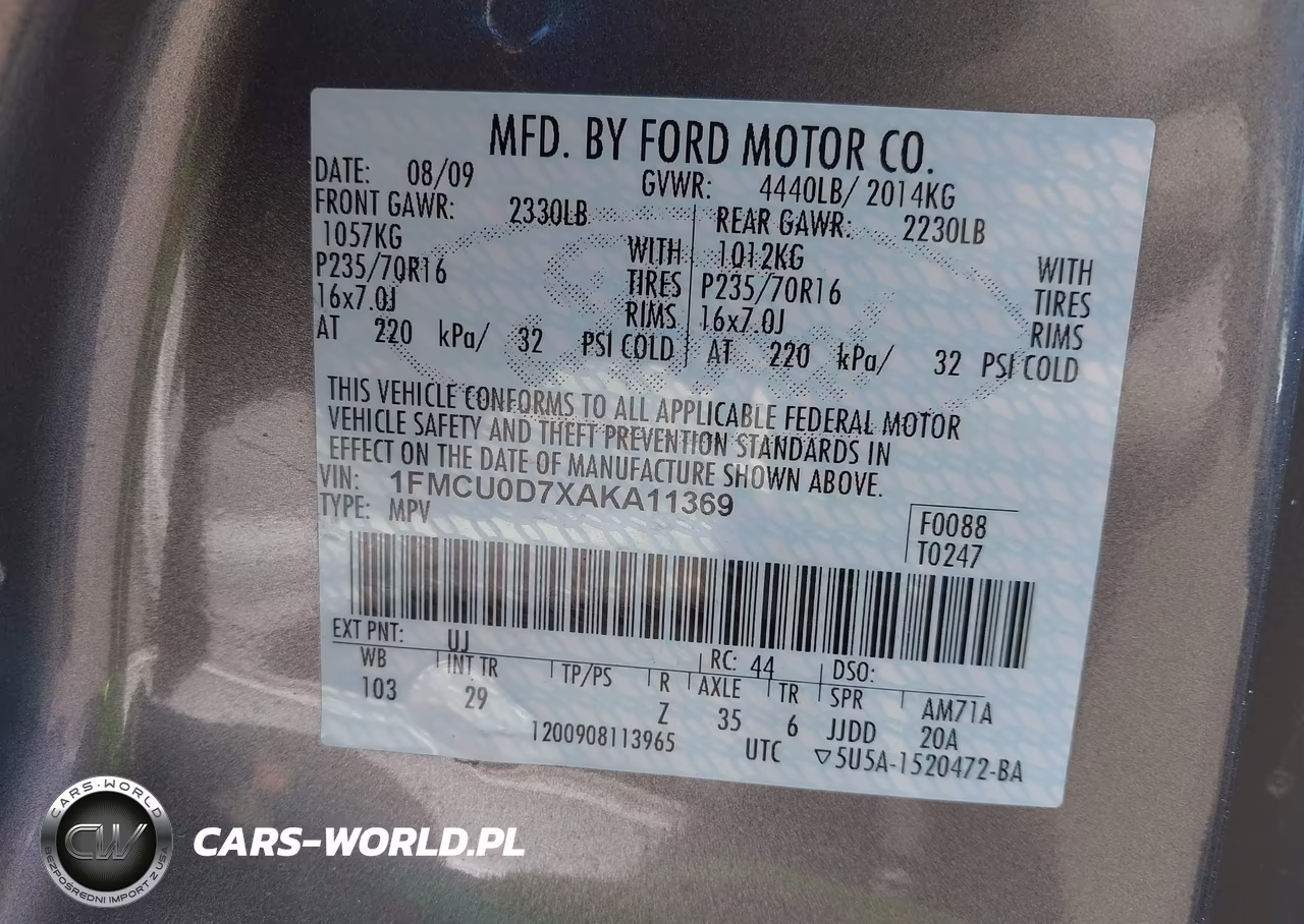 2010 Ford Escape Xlt VIN:1FMCU0D7XAKA11369 - 9