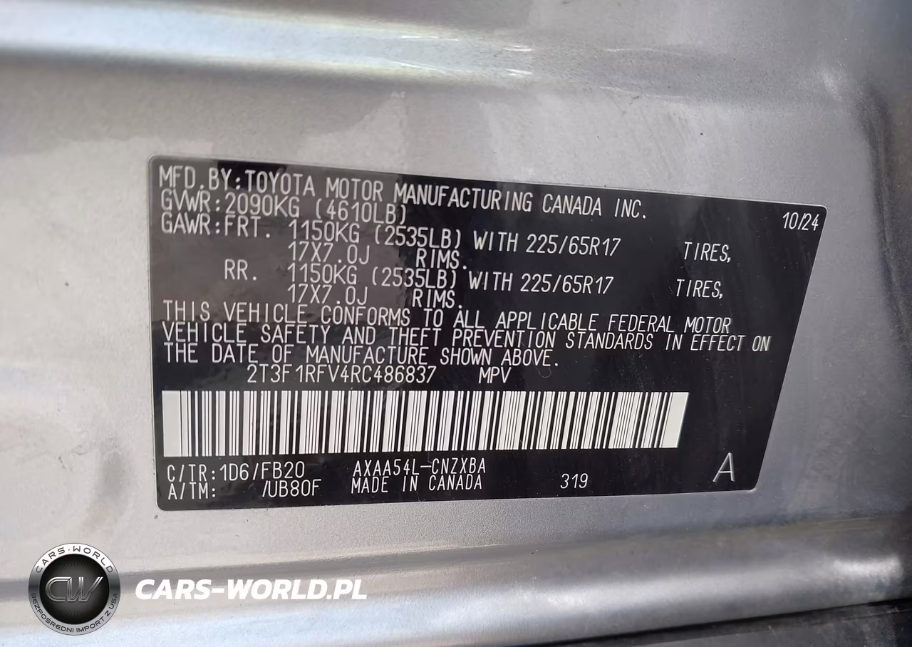 2024 Toyota Rav4 Le VIN:2T3F1RFV4RC486837 - 9