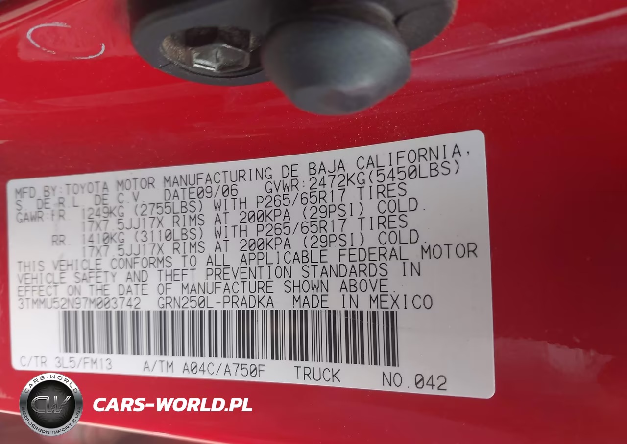 2007 Toyota Tacoma Base V6 VIN:3TMMU52N97M003742 - 9