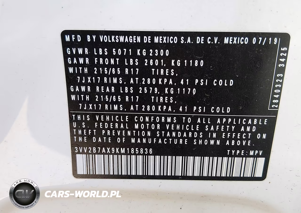 2019 Volkswagen Tiguan 2.0T Se-2.0T Sel-2.0T Sel R-Line-2.0T Sel R-Line Black VIN:3VV2B7AX9KM185836 - 9