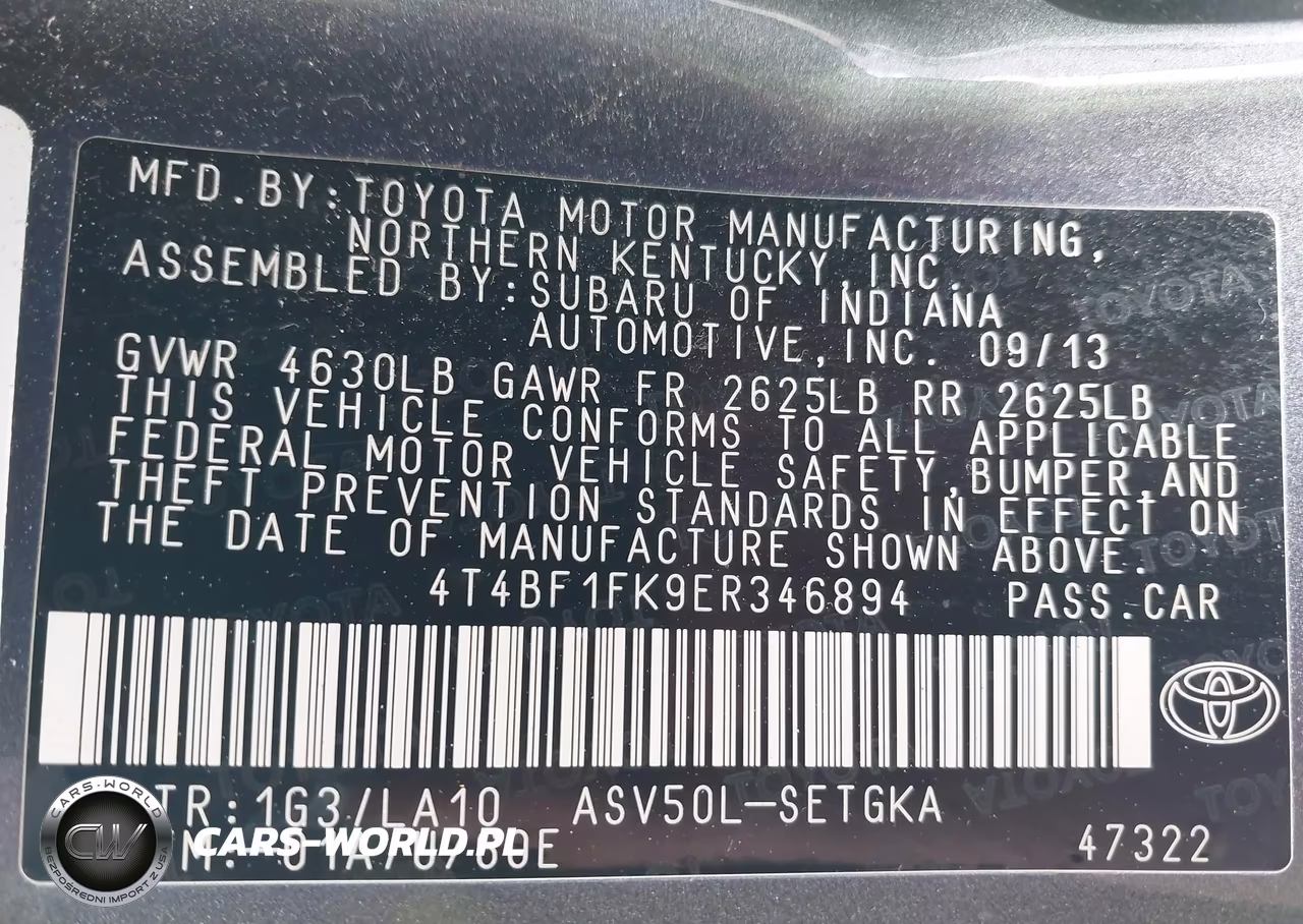 2014 Toyota Camry Xle VIN:4T4BF1FK9ER346894 - 9