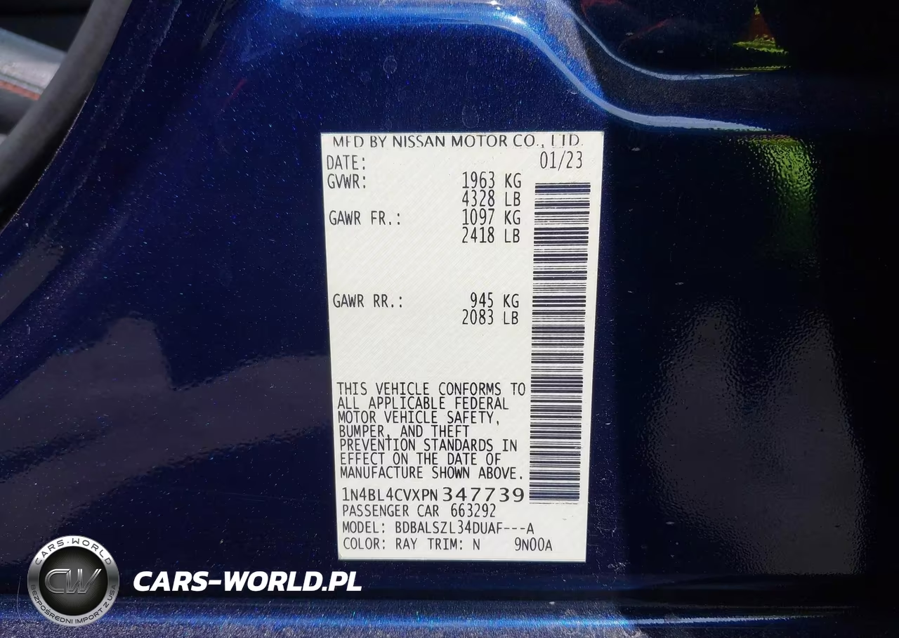 2023 Nissan Altima Sr Fwd VIN:1N4BL4CVXPN347739 - 9