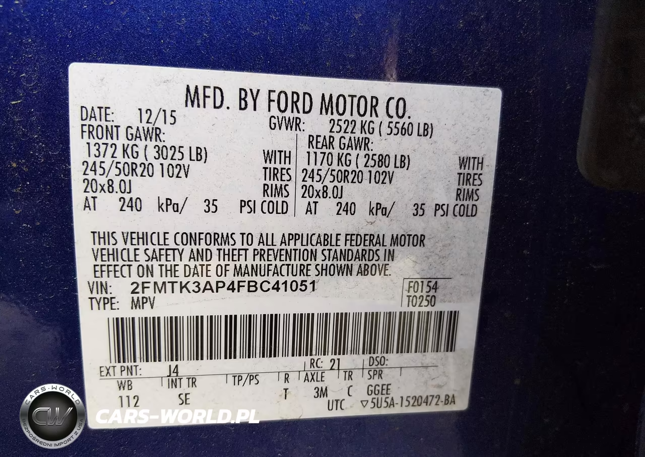 2015 Ford Edge Sport VIN:2FMTK3AP4FBC41051 - 9