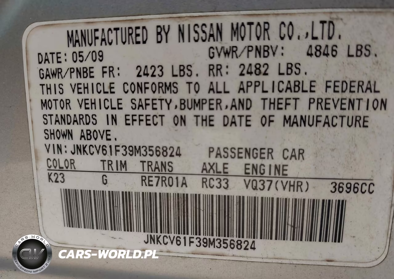 2009 Infiniti G37X VIN:JNKCV61F39M356824 - 9