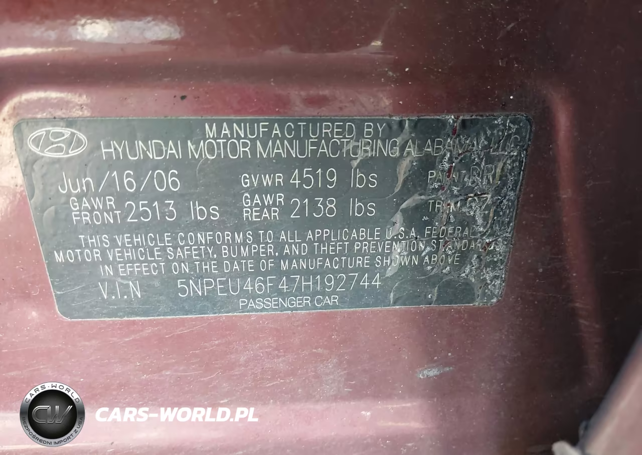 2007 Hyundai Sonata Limited-Se V6 VIN:5NPEU46F47H192744 - 9