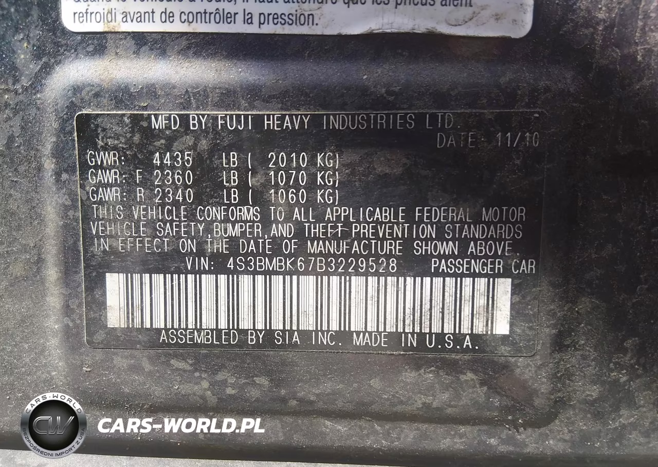 2011 Subaru Legacy 2.5I Limited VIN:4S3BMBK67B3229528 - 9